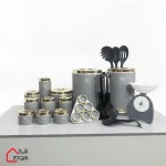 سرویس آشپزخانه 28 پارچه طوسی درب طلا تیتیل