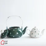 ست کتری قوری لعابی طرح توپی سبز