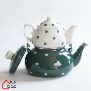 ست کتری قوری لعابی طرح توپی سبز